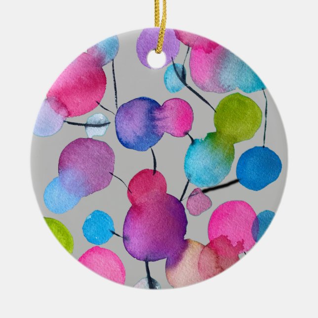 Abstract pink Summer Tree art Ceramic Tree Decoration (Front)