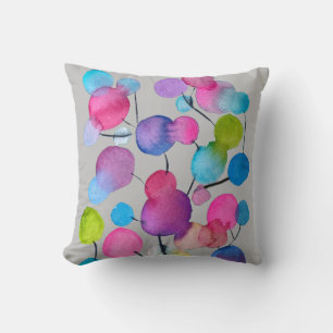 Abstract pink Summer Tree art Cushion