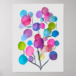 Abstract pink Summer Tree art Poster