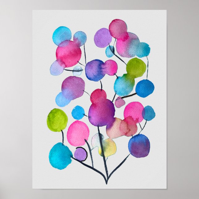 Abstract pink Summer Tree art Poster (Front)