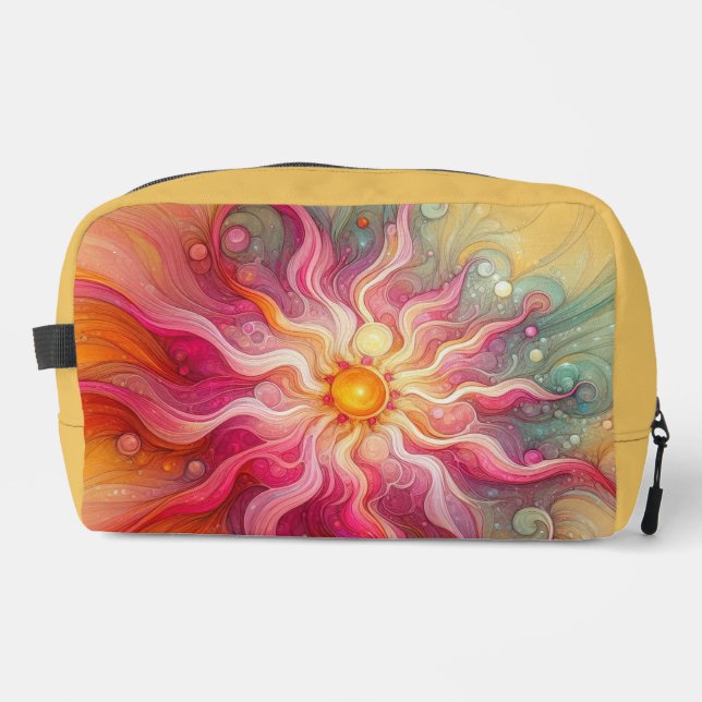 Abstract Pink Sun Rays Landscape Dopp Kit (Front)