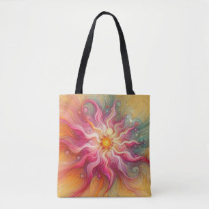 Abstract Pink Sun Rays Landscape Tote Bag