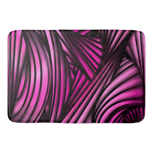 Abstract pink swirled lines bath mat (Front)
