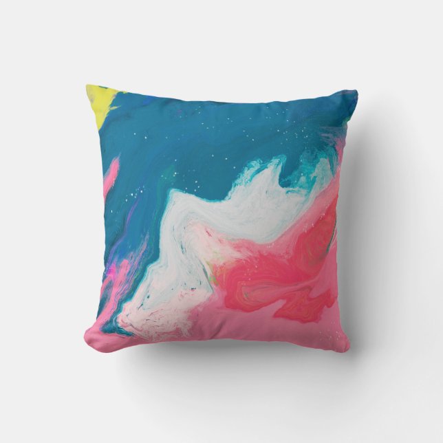 Abstract pink, turquoise: marble paint background cushion (Front)