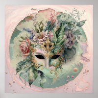 Abstract Pink Venetian Carnival Mask