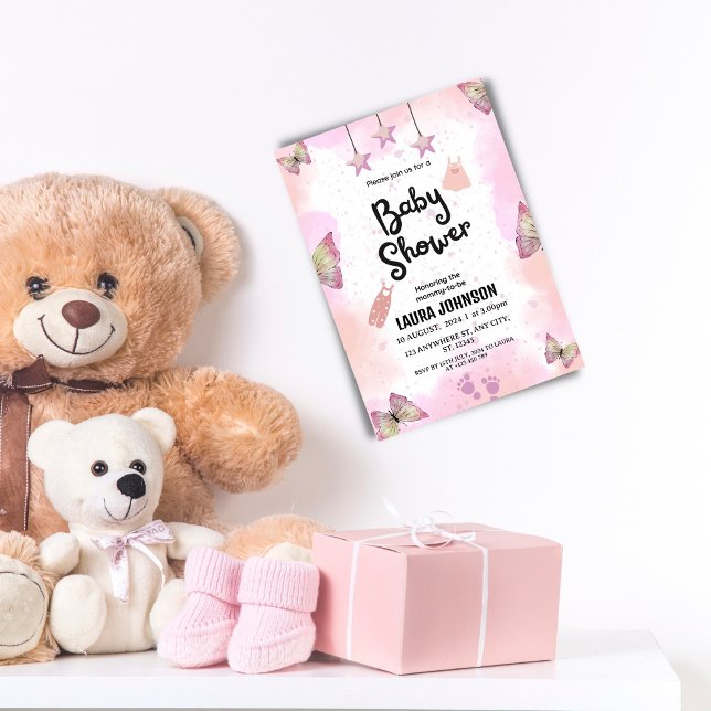 Abstract Pink Watercolor Baby Shower Invitation  (Creator Uploaded)