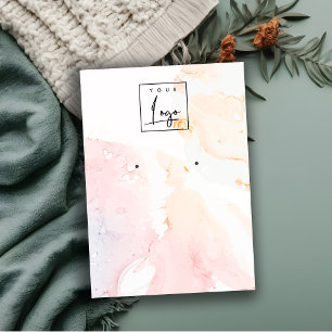Abstract Pink Watercolor Earring Logo Display Business Card