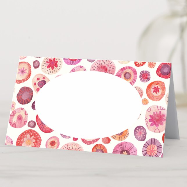 Abstract Pink Watercolor Floral Pattern Place Card (Pink abstract floral pattern place name card)