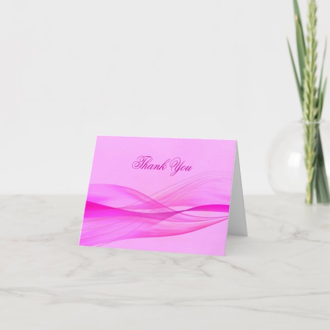 Abstract Pink Waves Thank You Note Card (Front)