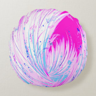 Abstract Pink White Enchanted Garden Round Cushion