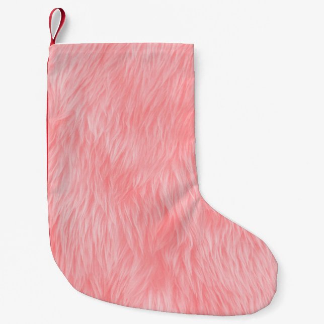 Abstract Pink wool , fabric background Small Christmas Stocking (Front)