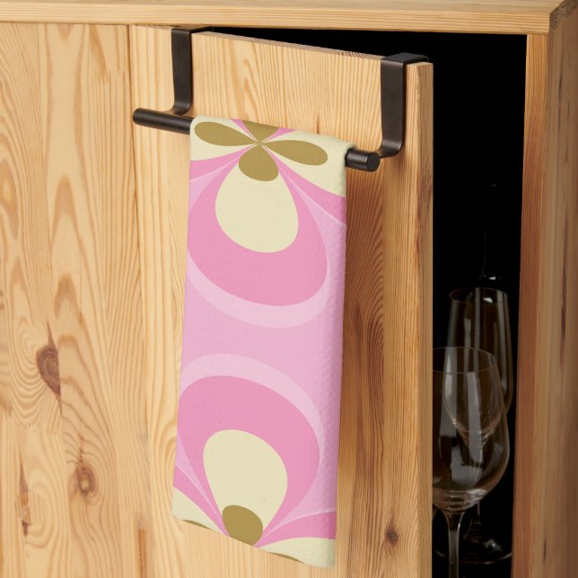 Abstract Pinks Art Tea Towel (Thirds Fold)
