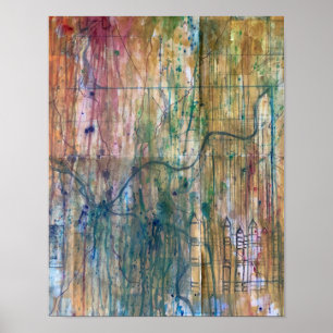 Abstract Pittsburgh Map Painting Poster