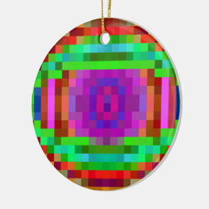 Abstract Pixel Art Colourful Mosaic Ceramic Tree Decoration