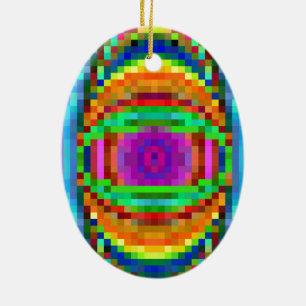 Abstract Pixel Art Colourful Mosaic Ceramic Tree Decoration