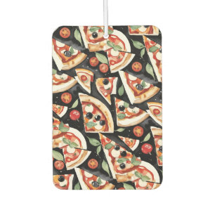 Abstract Pizza Slices On A Black Background Car Air Freshener