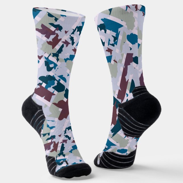 Abstract Plaid Design 1 Socks (Angled)