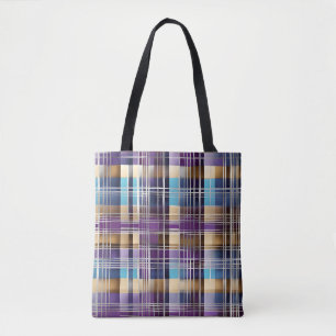 abstract plaid tote bag
