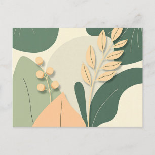 Abstract Plant Forms and Soft Organic Curves Postcard