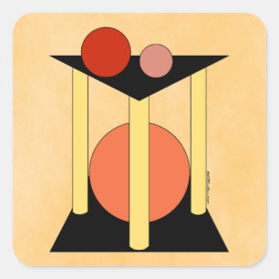 Abstract Platforms, Pillars, and Circles Square Sticker