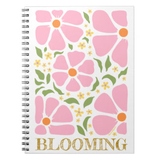 Abstract Playful Pink Flowers Notebook