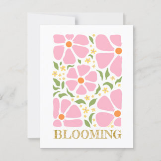 Abstract Playful Pink Flowers Postcard