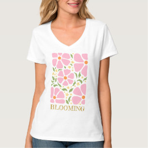 Abstract Playful Pink Flowers T-Shirt