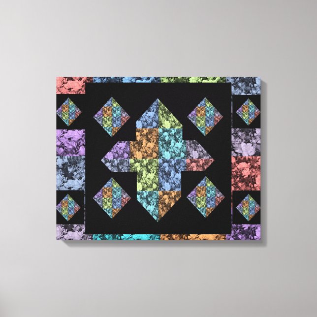 Abstract Plus Sign Multi-Coloured Floral Art (Front)