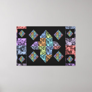 Abstract Plus Sign Multi-Coloured Floral Canvas Ar