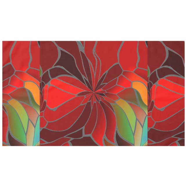 Abstract Poinsettia Tablecloth (Front (Horizontal))