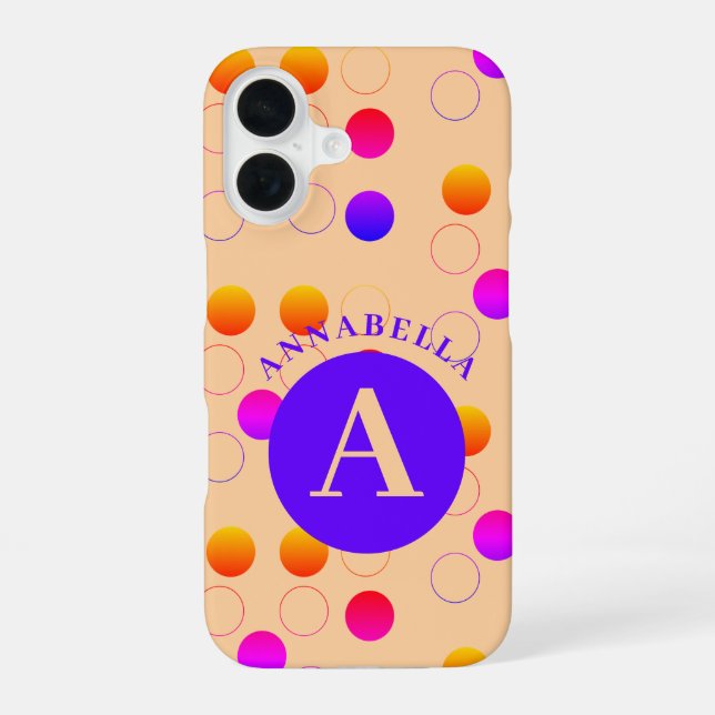 Abstract Polka Dots Pattern iPhone 16 Case (Back)