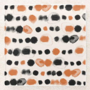Abstract Polka Dots: Watercolor Geometry. Glass Coaster