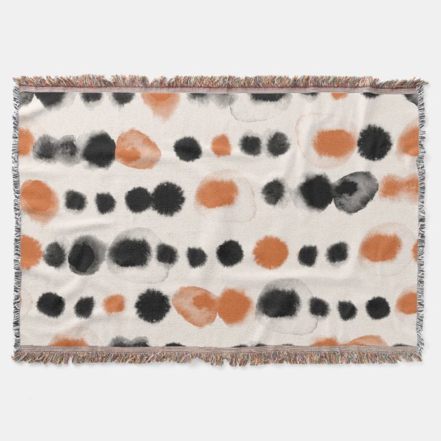 Abstract Polka Dots: Watercolor Geometry. Throw Blanket (Front)