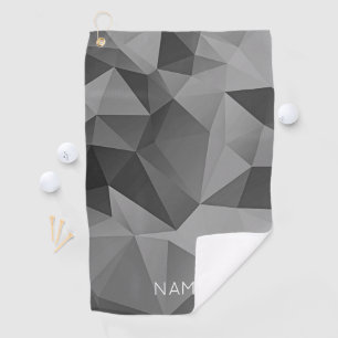 Abstract Poly Geometric Black Grey Design Cool Golf Towel