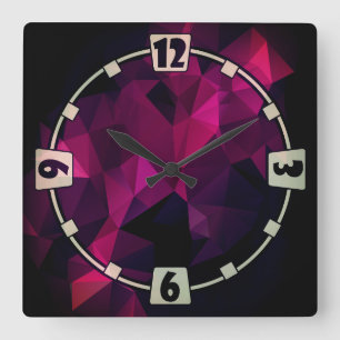 Abstract polygonal poly geometrical elements desig square wall clock