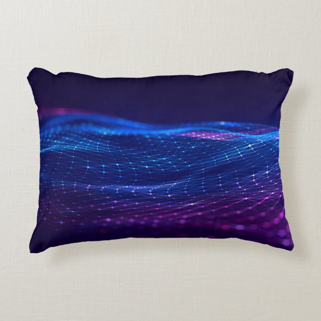 Abstract polygonal space low poly dark background  decorative cushion (Front)