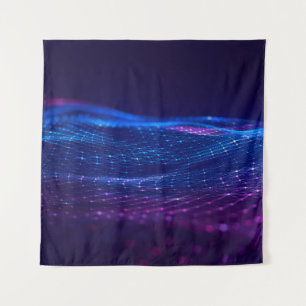 Abstract polygonal space low poly dark background  tapestry