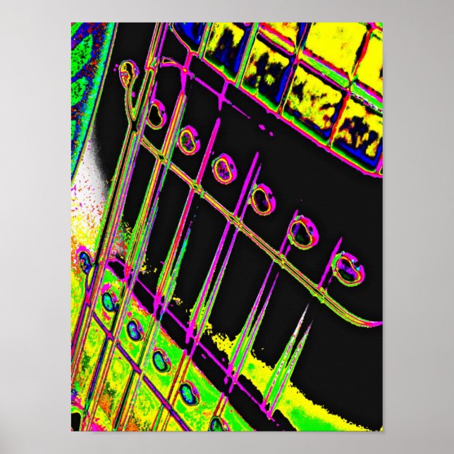 Abstract Pop Art Guitar Poster Man Cave Decor (Front)