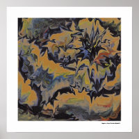 Abstract Pop Fine Art Cool Retro Dark Blue Yellow