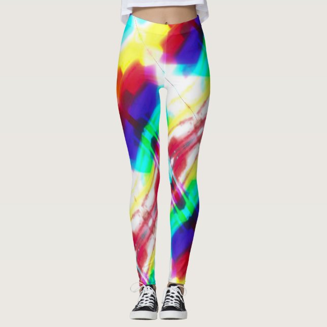 Abstract Popart Primary Rainbow Leggings (Front)