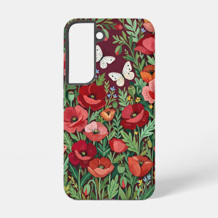 Abstract Poppies Butterflies Samsung Cases