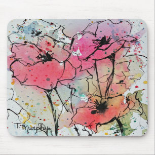 Abstract Poppies in Pink Mousepad