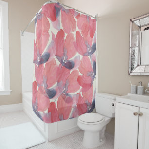 Abstract Poppy Chic Watercolor On Blush Shower Curtain