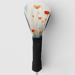 Abstract Poppy Flowers in Modern Geometric Style Golf Head Cover
