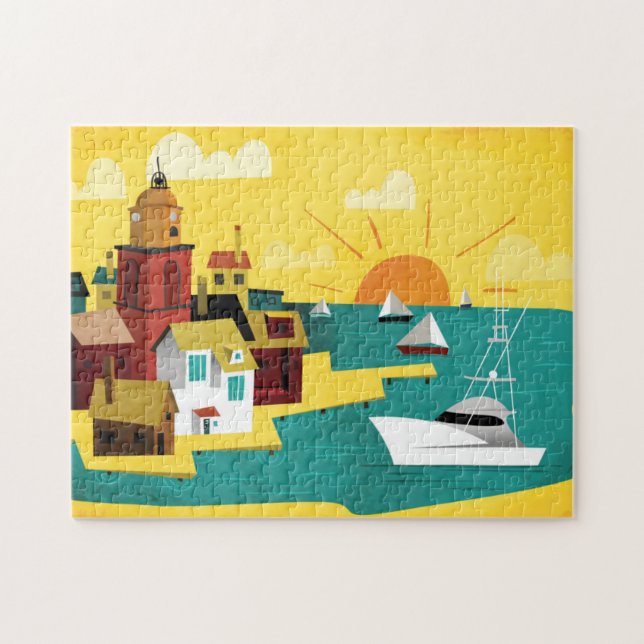 Abstract Port City Jigsaw Puzzle (Horizontal)