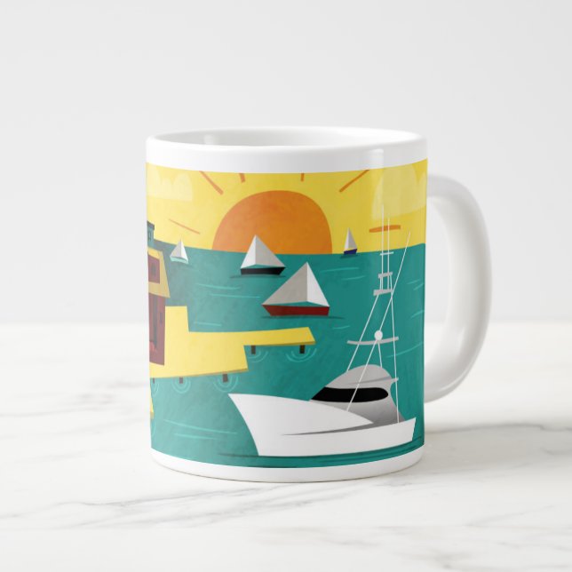 Abstract Port City Large Coffee Mug (Front Right)