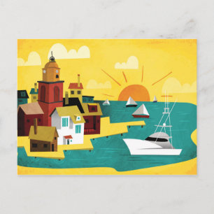Abstract Port City Postcard