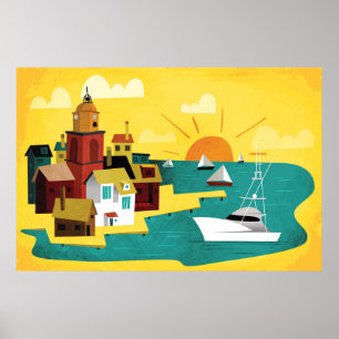 Abstract Port City Poster