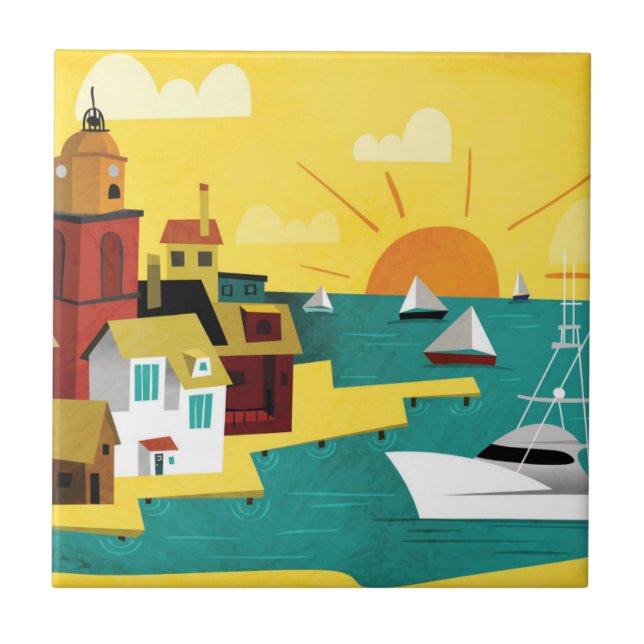 Abstract Port City Tile (Front)