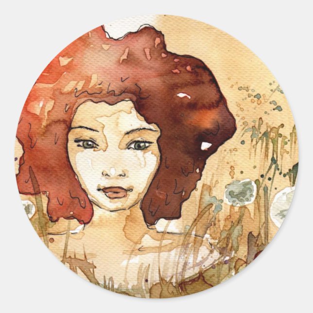 Abstract portrait 3 classic round sticker (Front)